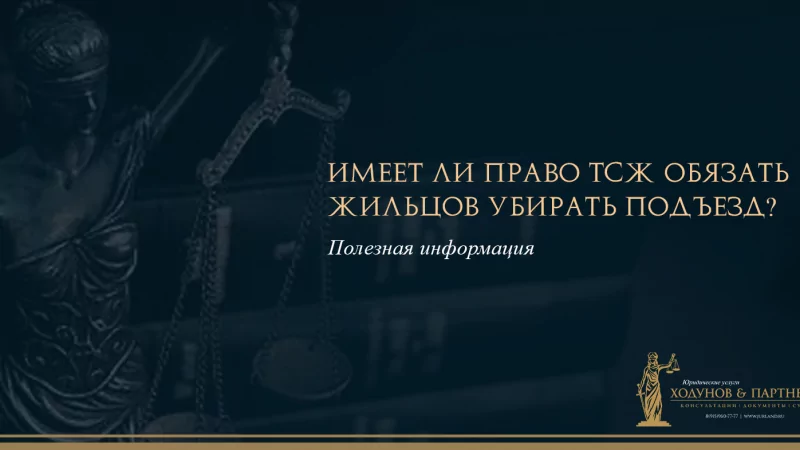 Юрист Ходунов Александр Сергеевич объясняет: Имеет ли право ТСЖ обязать жильцов убирать подъезд?