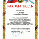Грамота 2 - Сидоров Георгий Александрович