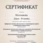 Сертификат - Казакова (Молчанова) Дарья Игоревна