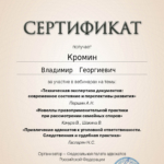 Сертификат 6 - Кромин Владимир Георгиевич