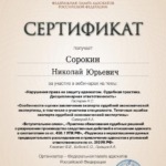 Сертификат 6 - Сорокин Николай Юрьевич