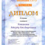 Диплом II степени - Насибуллина Айсулу Альбертовна