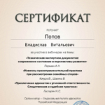 СЕРТИФИКАТ 19.09.2024 - Попов Владислав Витальевич