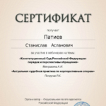 Сертификат - Патиев Станислав Асланович