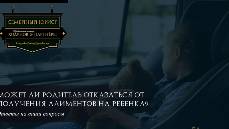 Юрист Ходунов Александр Сергеевич объясняет: Может ли родитель отказаться от получения алиментов на ребенка?