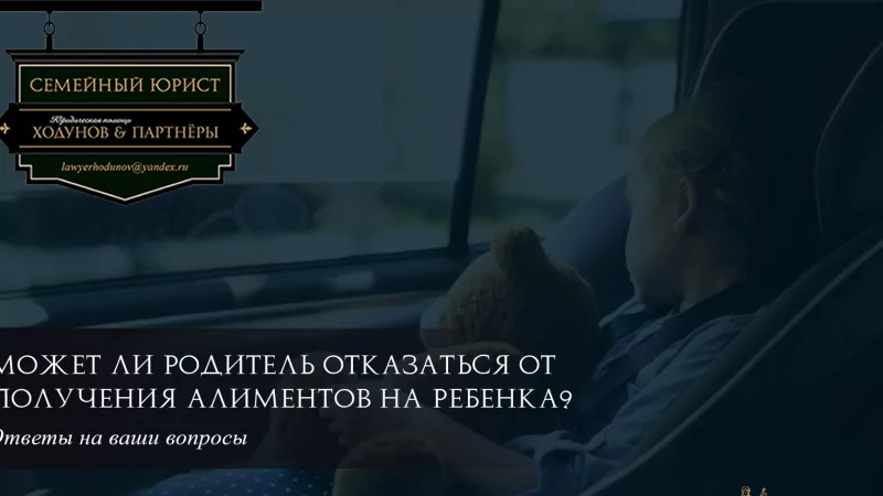 Юрист Ходунов Александр Сергеевич объясняет: Может ли родитель отказаться от получения алиментов на ребенка?