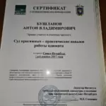 Сертификат - Бушланов Антон Владимирович