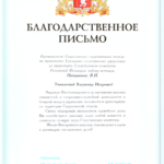 Благодарность - Питиримов Владимир Игоревич