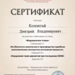 Сертификат - Колонтай Дмитрий Владимирович