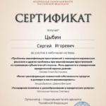 Сертификат - Цыбин Сергей Игоревич