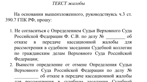 Адвокат Калмыкова Марина Владимировна объясняет: Как подать кассационную жалобу по гражданскому делу Председателю ВС РФ.