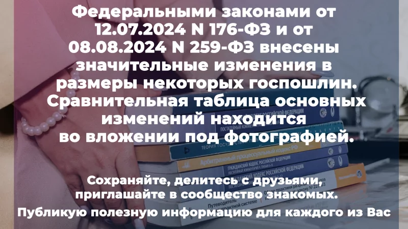 Юрист Гриб Татьяна Эдуардовна объясняет: Как изменились госпошлины