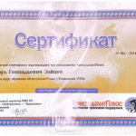 Сертификат К+ - Зайцев Игорь Геннадьевич