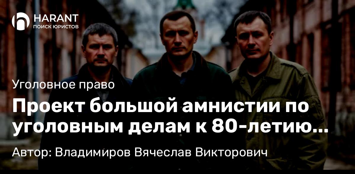 Адвокат Владимиров Вячеслав Викторович объясняет: Проект большой амнистии по уголовным делам к 80-летию со Дня Победы 9 мая 2025 года!