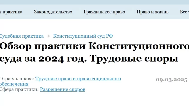 Адвокат Шавин Василий Анатольевич объясняет: Обзор практики Конституционного суда за 2024 год. Трудовые споры