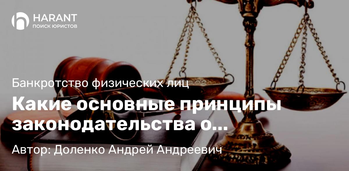 Юрист Доленко Андрей Андреевич объясняет: Какие основные принципы законодательства о банкротстве?