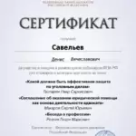 Сертификат 17 - Савельев Денис Вячеславович