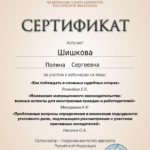 Сертификат 1 - Шишкова Полина Сергеевна