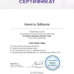 Сертификат - Лобанов Никита Игоревич