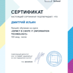 Диплом: Юрист в сфере IT - Moscow digital school, 2025 — Ильин Д.А.