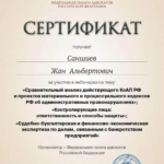 Сертификат - Саншиев Жан Альбертович