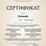 Сертификат 2 - Саншиев Жан Альбертович