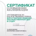 Сертификат - Задорожняя Екатерина Викторовна