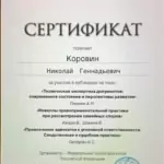 Сертификат - Коровин Николай Геннадьевич