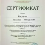 Сертификат 8 - Коровин Николай Геннадьевич