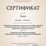 сертификат ФПА 2025 - оспаривание нормативных актов, раздел долговых обязательств супругов - Левит Евгений Юрьевич