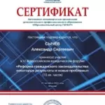 Сертификат - Сычёв Александр Сергеевич