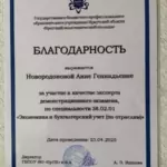 Благодарность - Новородонова Анна Геннадьевна