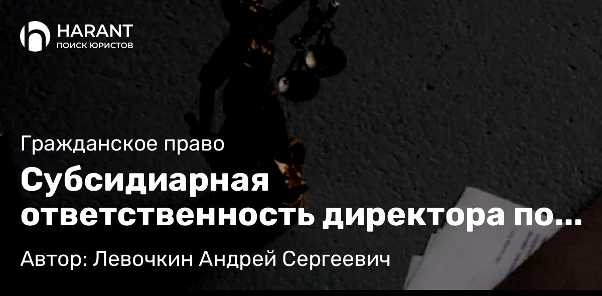 Юрист Левочкин Андрей Сергеевич объясняет: Субсидиарная ответственность директора по долгам компании