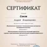 Сертификат - Соков Андрей Владимирович