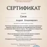 Сертификат 8 - Соков Андрей Владимирович