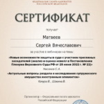 Сертификат - Матвеев Сергей Вячеславович