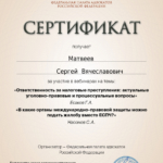 Сертификат 6 - Матвеев Сергей Вячеславович