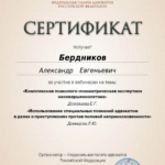Сертификат - Бердников Александр Евгеньевич