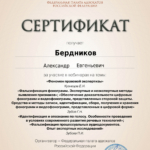 Сертификат - Бердников Александр Евгеньевич