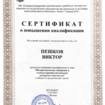 Сертификат 8 часов - Пешков Виктор Михайлович