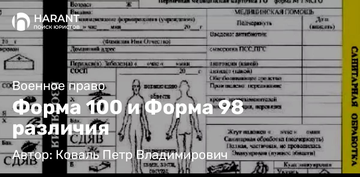 Юрист Коваль Петр Владимирович объясняет: Форма 100 и Форма 98 различия