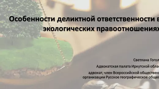 Адвокат Гоголева Светлана Игоревна объясняет: Особенность деликтной ответственности в экологических правоотношениях
