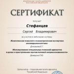 Сертификат 2025 апрель Семейка экспертиза - Стефанцев Сергей Владимирович