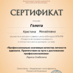 Сертификат 16 - Голота Кристина Михайловна