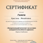 Сертификат 17 - Голота Кристина Михайловна