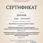 Сертификат - Шаталов Борис Анатольевич