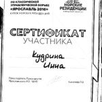 Сертификат - Кудрина Инна Альбертовна