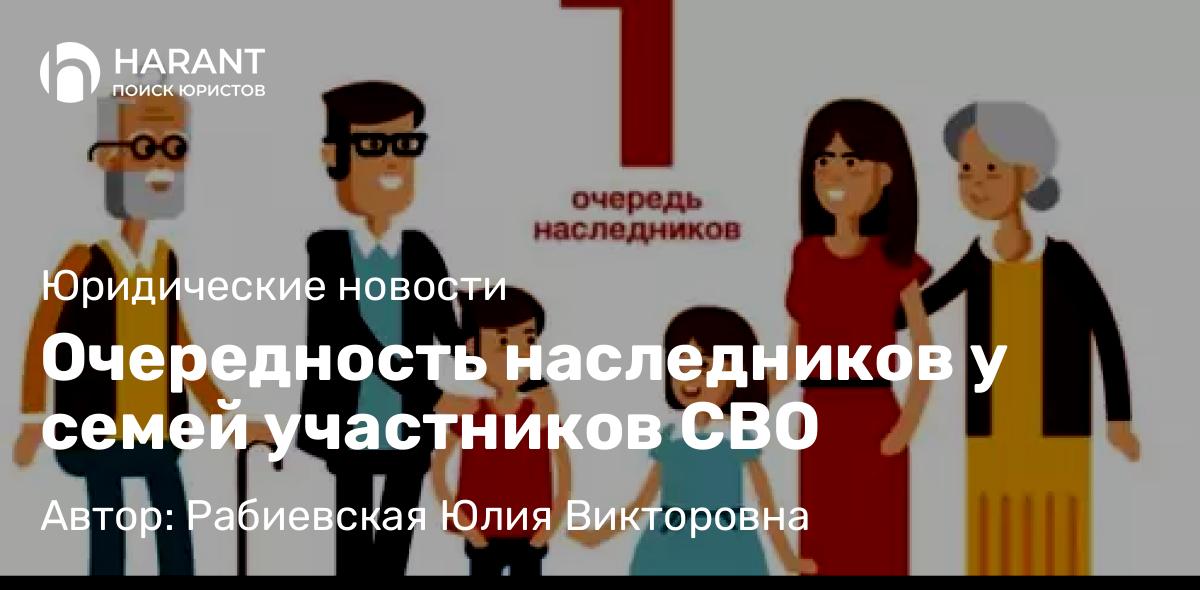 Юрист Рабиевская Юлия Викторовна объясняет: Очередность наследников у семей участников СВО