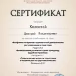 Сертификат - Колонтай Дмитрий Владимирович