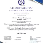 Свидетельство риск-ориентированное мышление - Рычков Виктор Леонидович